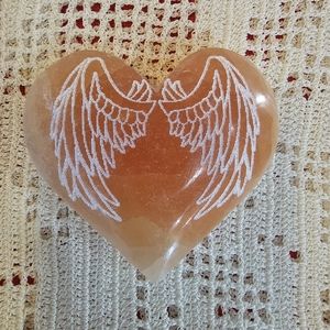 Orange Selentine Etched Angel Wings Crystal Stone